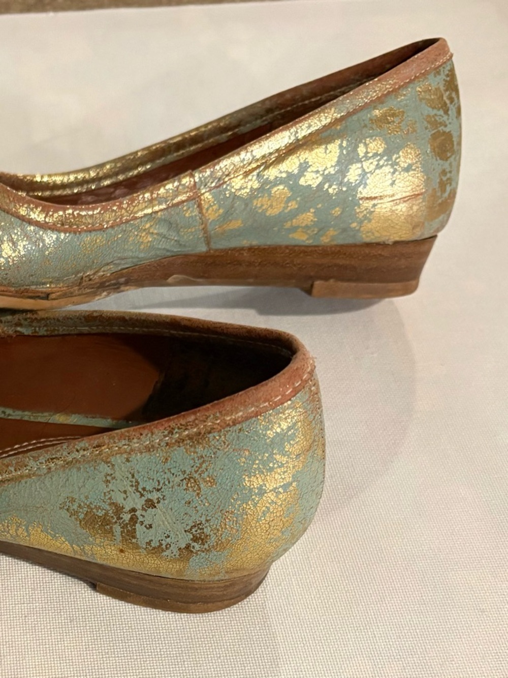 Matisse Gold Foil Aqua Ballet Flats